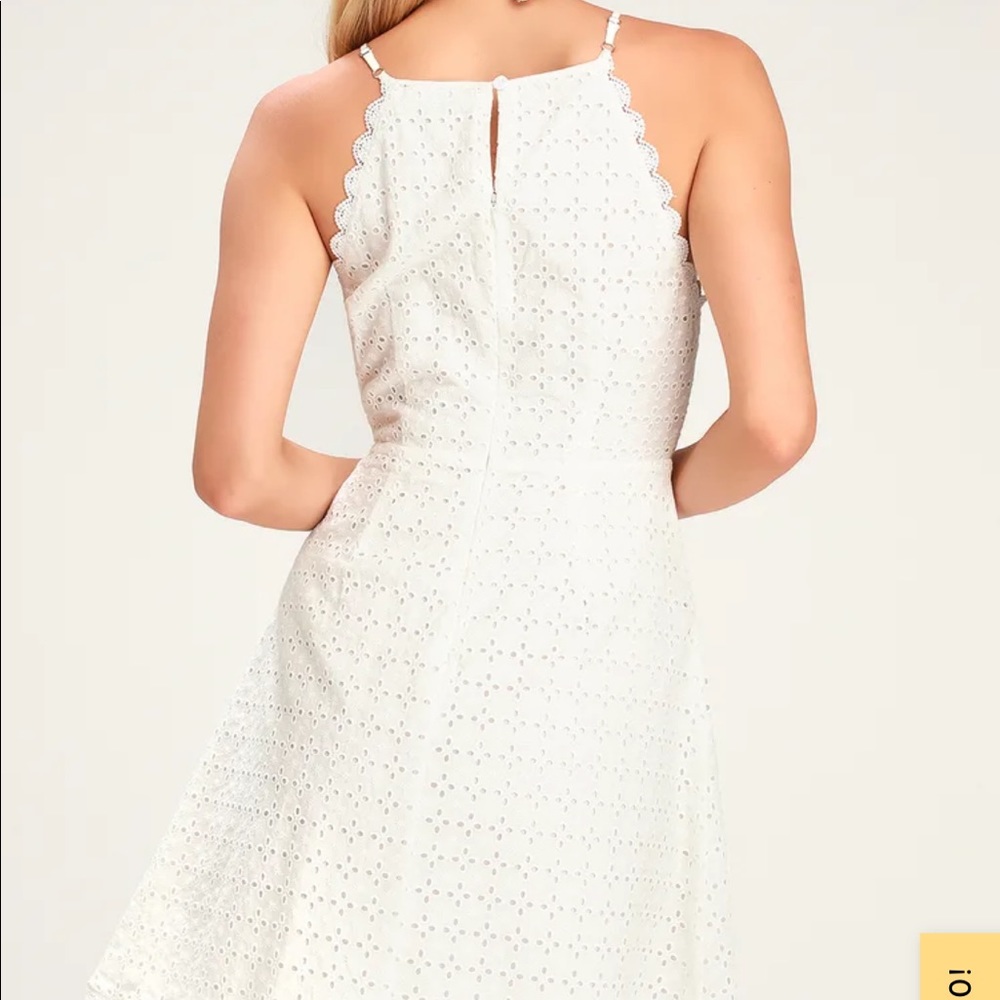 Lulus “Let Your Heart Go White Eyelet Mini Dress” - Picture 4 of 5